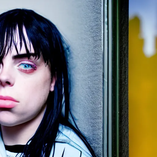 Image similar to Billie Eilish's Face, XF IQ4, 50mm, F1.4, studio lighting, professional, 8K, Look at all that detail!, Dolby Vision, UHD