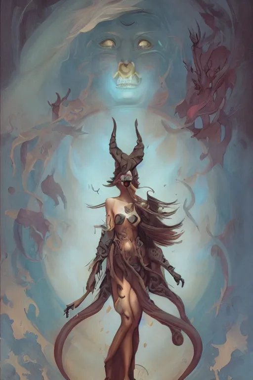 Prompt: Witch by Peter Mohrbacher in the style of Gaston Bussière, Art Nouveau