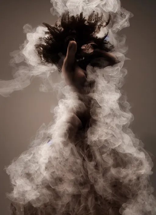 Image similar to a Photorealistic dramatic hyper realistic render of a glamorous Mexican ghost smoke by Ken Brower and Deborah Ory, Lois Greenfield, Beautiful dynamic dramatic dark moody lighting, volumetric, shadows, cinematic atmosphere, Octane render, 8K