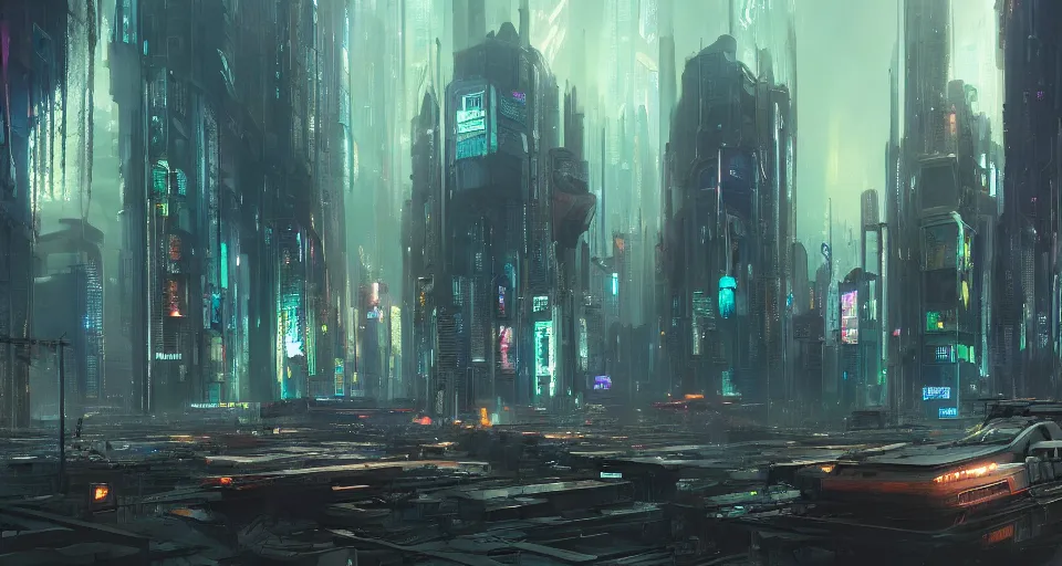 Image similar to The Cyberpunk World City is a Dystopia by Greg Rutkowski, inspired by Stephan Martiniere, fantasy, digital art, professional illustration, realistic, ultra detailed, atmospheric, cinematic lighting, movie concept art, hyper detailed, insanely detailed, corona render, octane render, colorful redshift render, 8k