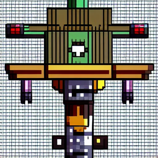 Prompt: 2d sprite for a spaceship, metriod style, pixelart