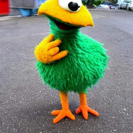 Image similar to bert from sesame street merged with a pidgeon