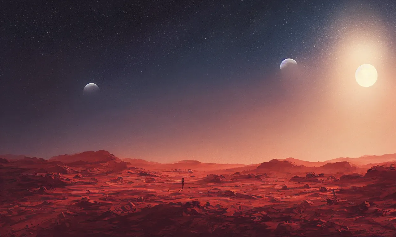 Image similar to mars and moon ground by alena aenami artworks in 4 k