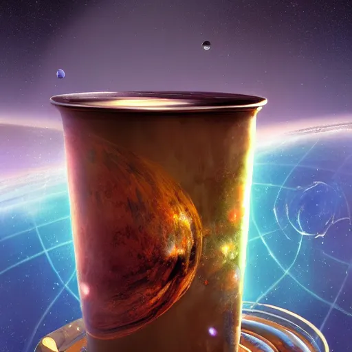 Image similar to the universe in a cup , digital art , hyperdetailed , artstation , cgsociety , matt painting , concept art