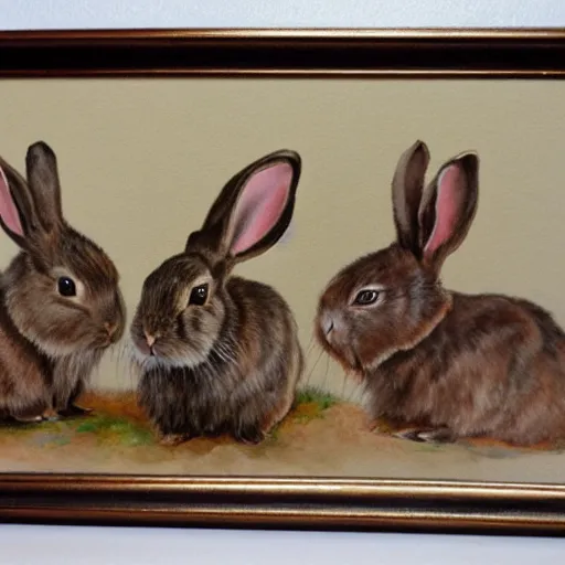 Image similar to Rabbits posing as ww1 leaders, watercolour realism
