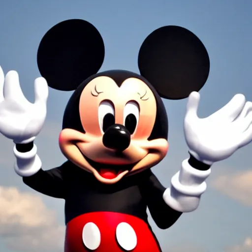 Prompt: mickey mouse with one eye
