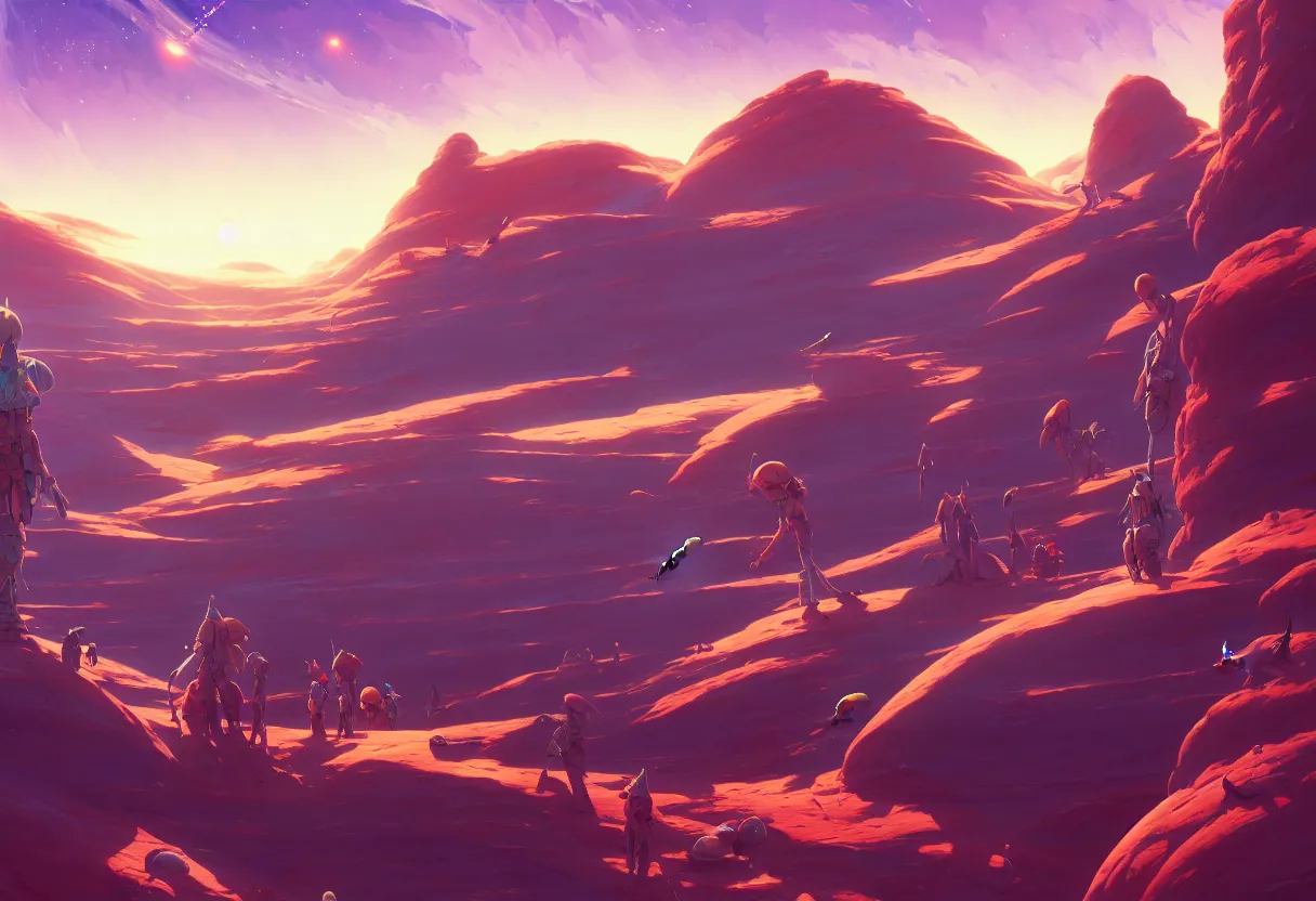 Image similar to arid planet, ntricate oil painting, high detail illustration, sharp high detail, manga and anime 1 9 9 9, official fanart behance hd artstation by jesper ejsing and makoto shinkai, 4 k