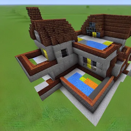 Prompt: building a house in Minecraft