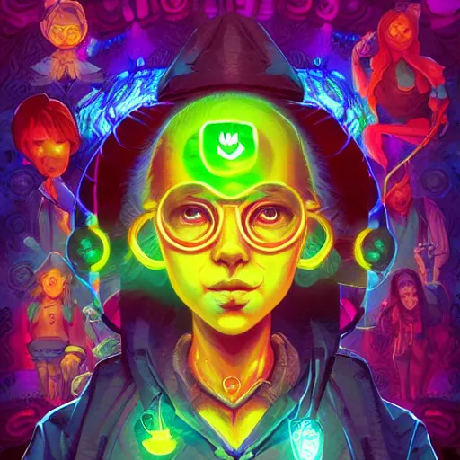 Image similar to skill magic geek inside matrix deepdream radiating a glowing aura stuff loot legends stylized digital illustration video game icon artstation lois van baarle, ilya kuvshinov, rossdraws,