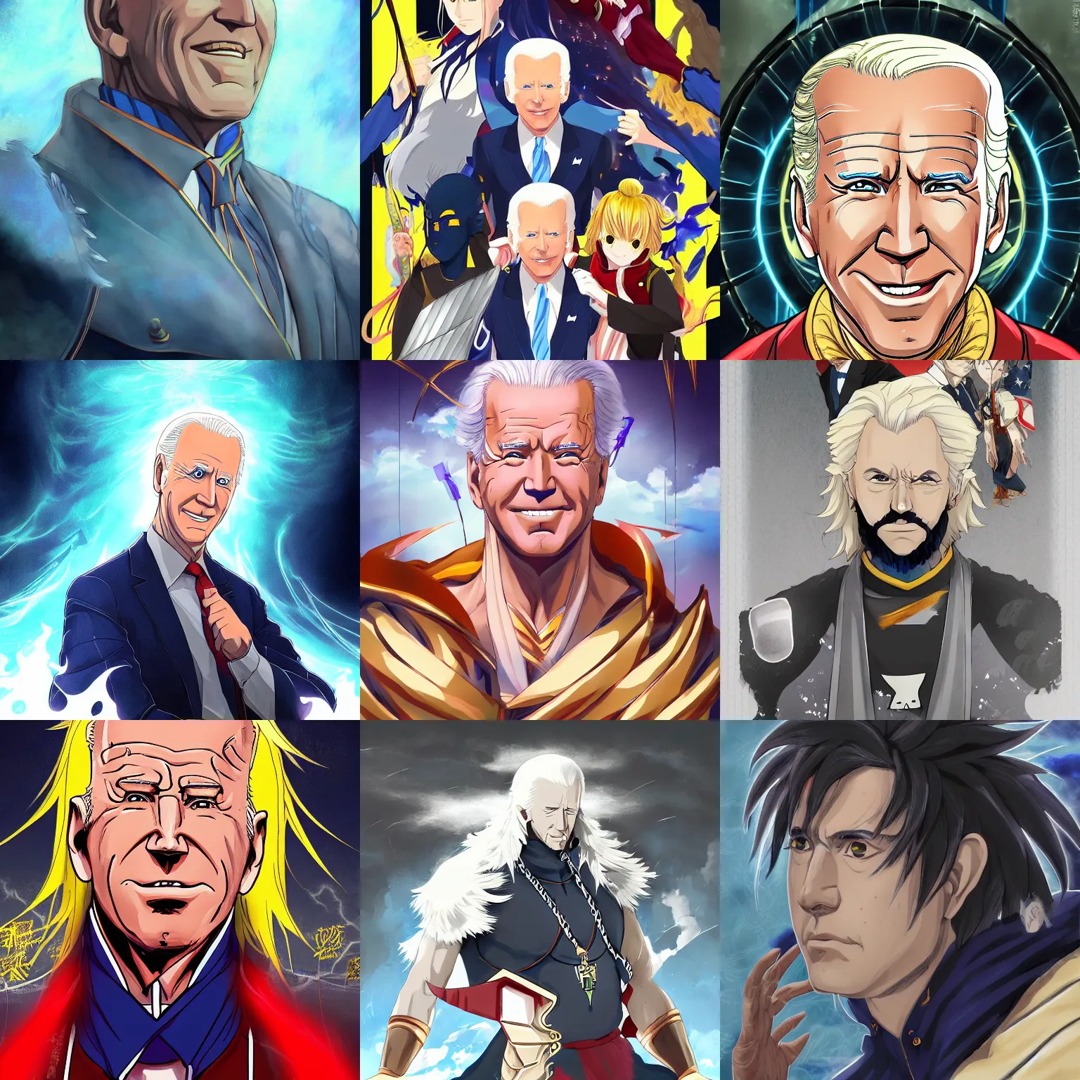 Prompt: Portrait of the Joe Biden Thunder God, Anime Fantasy Illustration by Tomoyuki Yamasaki, Studio Kyoto, Madhouse, Ufotable, trending on artstation
