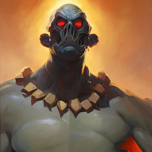 Prompt: greg manchess portrait painting of doom from dota 2, medium shot, asymmetrical, profile picture, organic painting, sunny day, matte painting, bold shapes, hard edges, street art, trending on artstation, by huang guangjian and gil elvgren and sachin teng