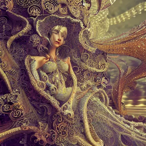 Image similar to wonderful princess of fractals, hyper detailed, background intricate and detailed, ornate 8 k gorgeous intricate detailed, octane render