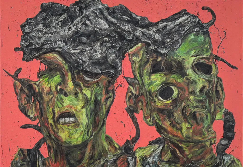 Image similar to scout boy, grotesque, doomed, acrylic paint, gouache on canvas, ugly art, grotesque, high resolution