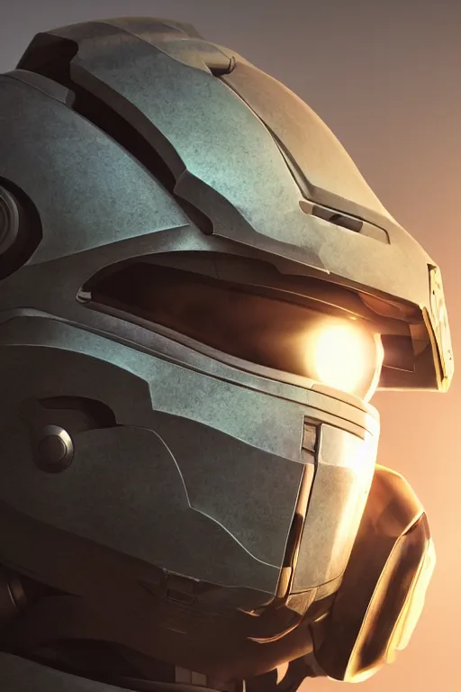 Image similar to robot ninja mask helmet halo master chief radiating a glowing aura global illumination ray tracing hdr fanart arstation by ian pesty and katarzyna da „ bek - chmiel