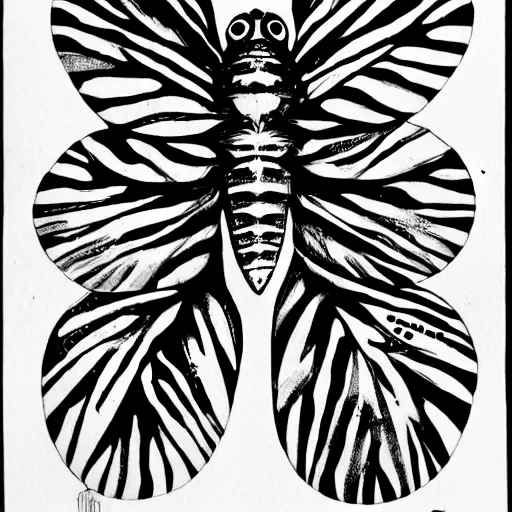 Prompt: fly, black and white, botanical illustration, black ink on white paper, bold lines