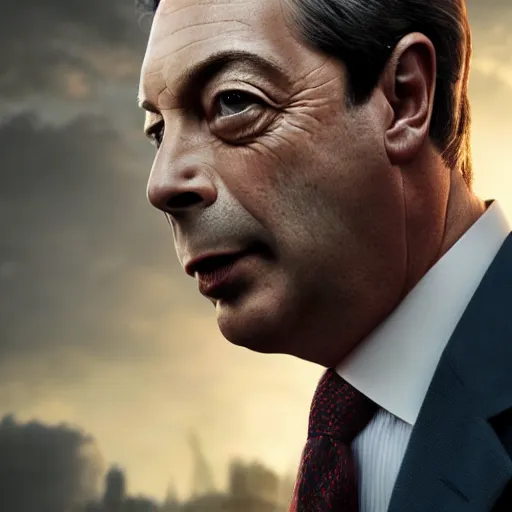 Prompt: Portrait of Nigel Farage as superman, heroic, amazing splashscreen artwork, splash art, head slightly tilted, natural light, elegant, intricate, fantasy, atmospheric lighting, cinematic, matte painting, detailed face, by Greg rutkowski