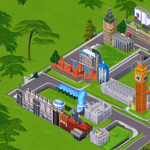 Image similar to isometric view of london in the sims 2 0 0 0 game screenshot