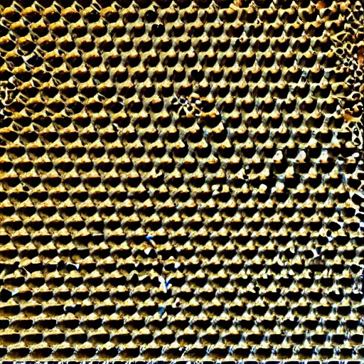 Prompt: architecture made of bees cells, geometric pattern, ultradetailled, uplight, octane render,
