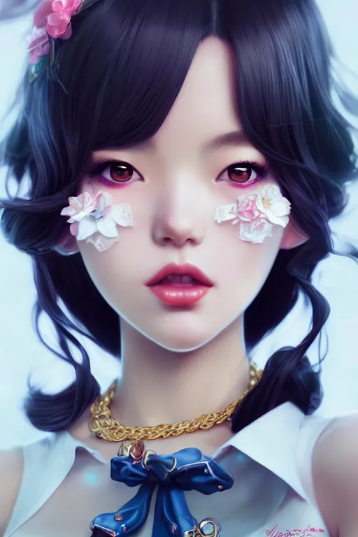 Image similar to a pin up and beautiful fashion charming dreamlke japan girl with lv jewelry, character art, art by artgerm lau and wlop and and ilya kuvshinov and john singer sargent, hyperdetailed, 8 k realistic, symmetrical, frostbite 3 engine, cryengine, dof, trending on artstation, digital art