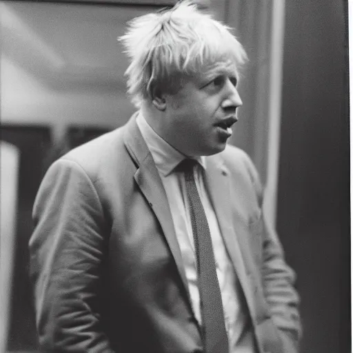 Image similar to 35mm film still of Boris Johnson, figure portrait