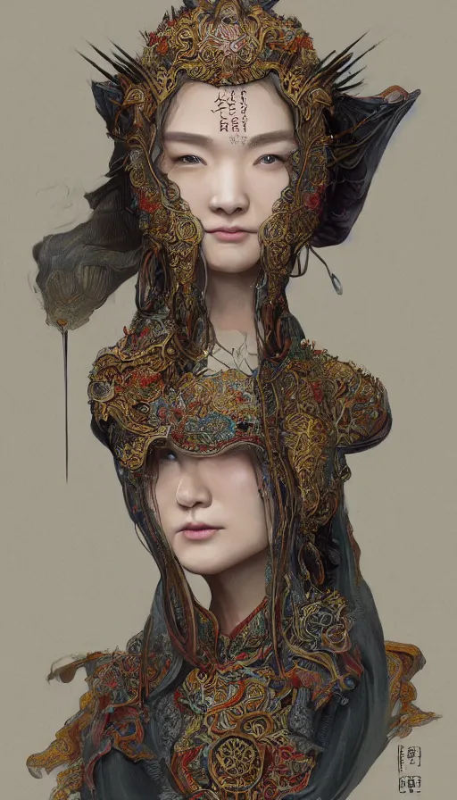 Image similar to hunter shafer, traditional chinese clothing, fame of thrones, fibonacci, sweat drops, intricate fashion clothing, insane, intricate, highly detailed, surrealistic, digital painting, artstation, concept art, smooth, sharp focus, illustration, unreal engine 5, 8 k, art by artgerm and greg rutkowski and alphonse mucha