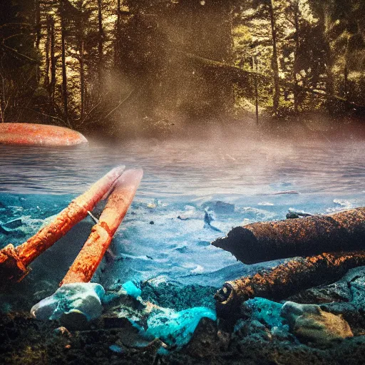 Image similar to photo of a camp fire underwater, highly - detailed, cinematic