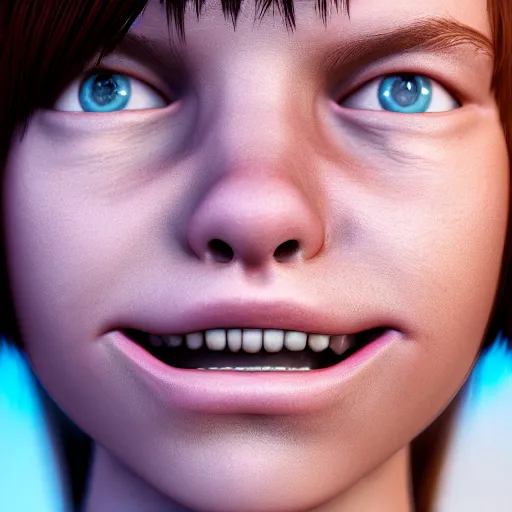 Image similar to smile triste, full shot, trending on artstation, octane render, insanely detailed, 8 k, hd