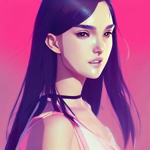 Image similar to a beautiful japanese natalie portman instagram model in crop top, by guweiz and wlop and ilya kuvshinov and artgerm, symmetrical eyes, aesthetic, gorgeous, stunning, alluring, attractive, artstation, deviantart, pinterest, digital art