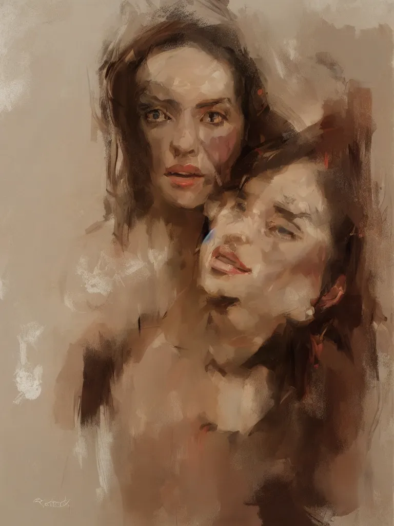 Prompt: spontaneous romantic portrait underpainting, beautiful juicy brush strokes, alla prima, realist, by richard schmid and sargent, trending on cgsociety, red