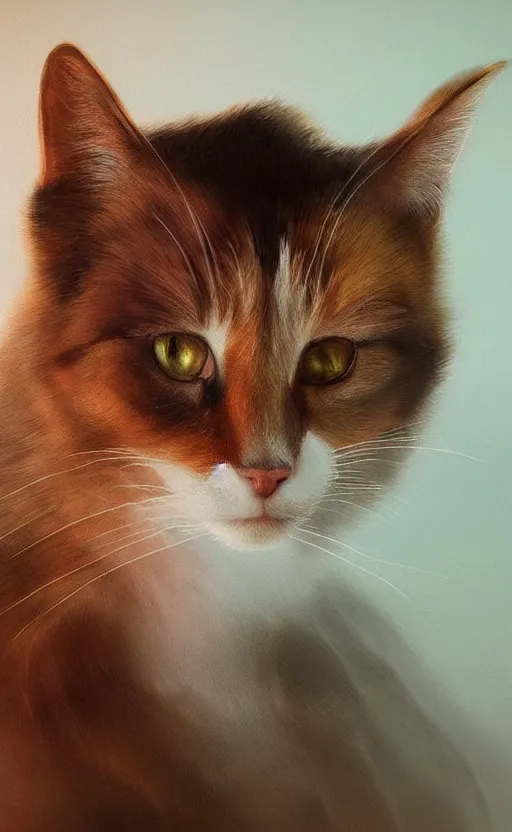 Prompt: calico cat, dynamic lighting, photorealistic fantasy concept art, trending on art station, stunning visuals, terrifying, creative, cinematic