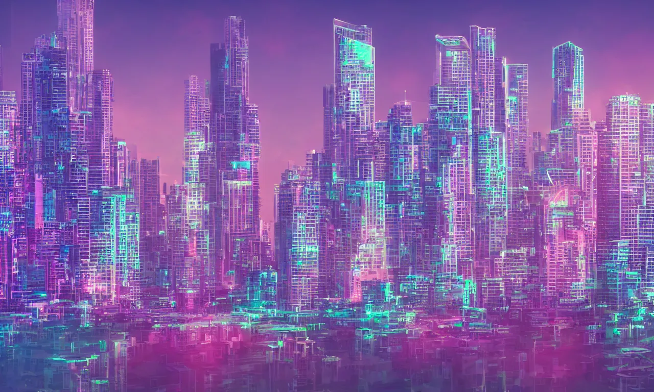 Prompt: cityscape, vaporwave, 4 k