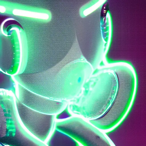 Image similar to cute fumo plush of a cyberspace girl made out of streams of data, green terminal readout, lens flare, vray