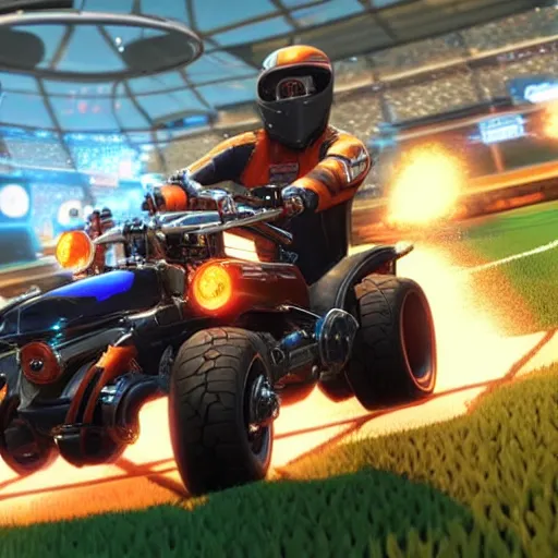 Prompt: a harley davidson on rocket league, teaser trailer