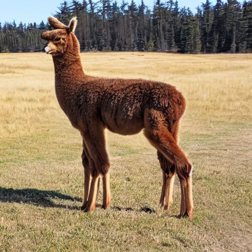 Prompt: a full crown alpaca - coyote - moose hybrid