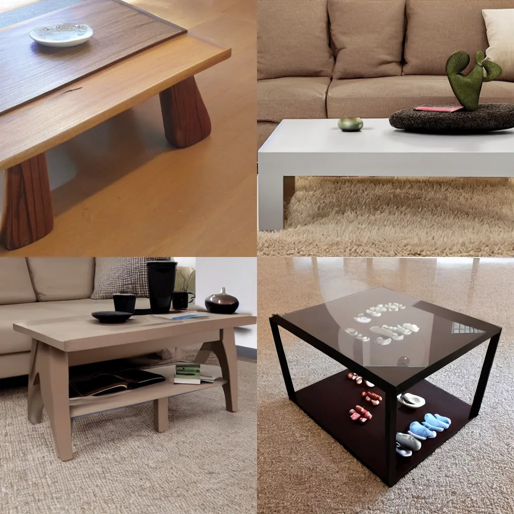 Prompt: coffee table with human feet