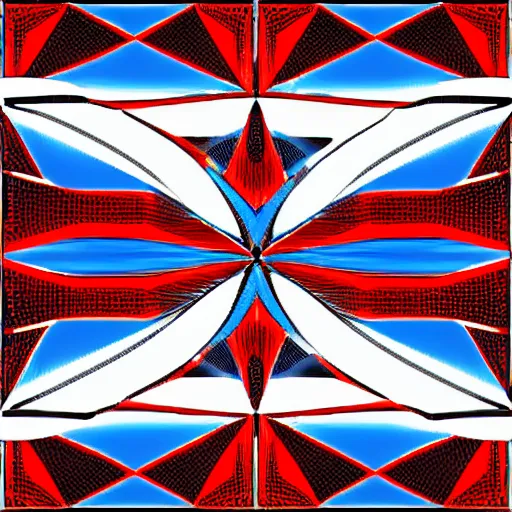 Image similar to a vertically symmetrical image, left is blue, right is red