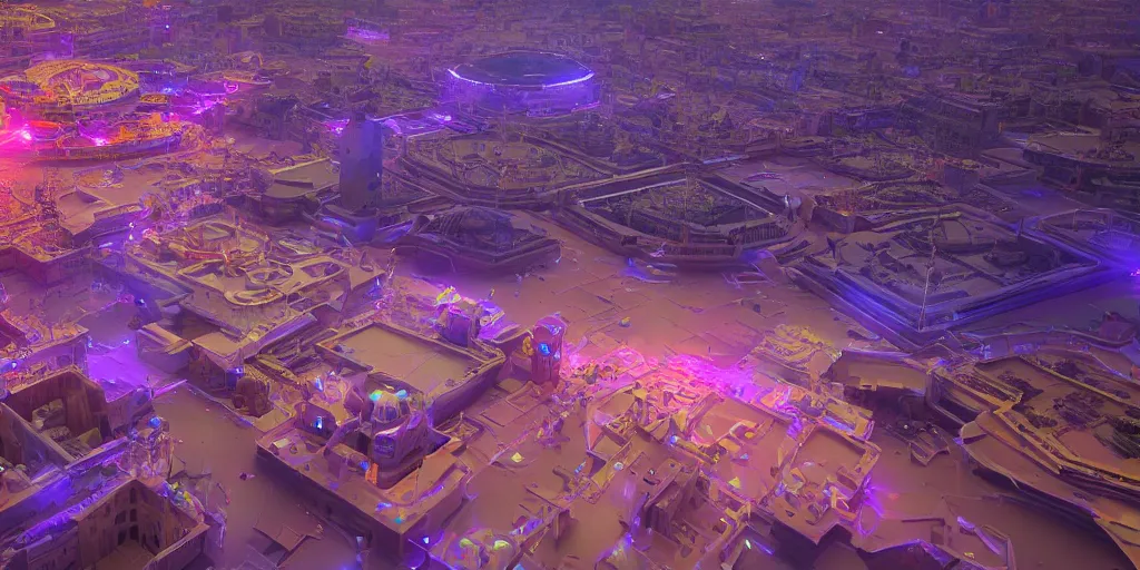 Image similar to Futuristic Marrakech Morocco, in the style of beeple and Mike Winkelmann, photo real, ultra realistic, intricate, epic lighting, Futuristic ,8k resolution, unreal engine 5, ultraviolet colors