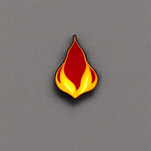 Image similar to an award - winning photograph of minimalistic clean flames warning enamel pin, beautiful cinematic light, behance