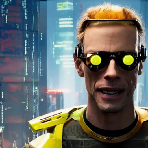 Image similar to screenshot of Steve Buschemi in Cyberpunk 2077