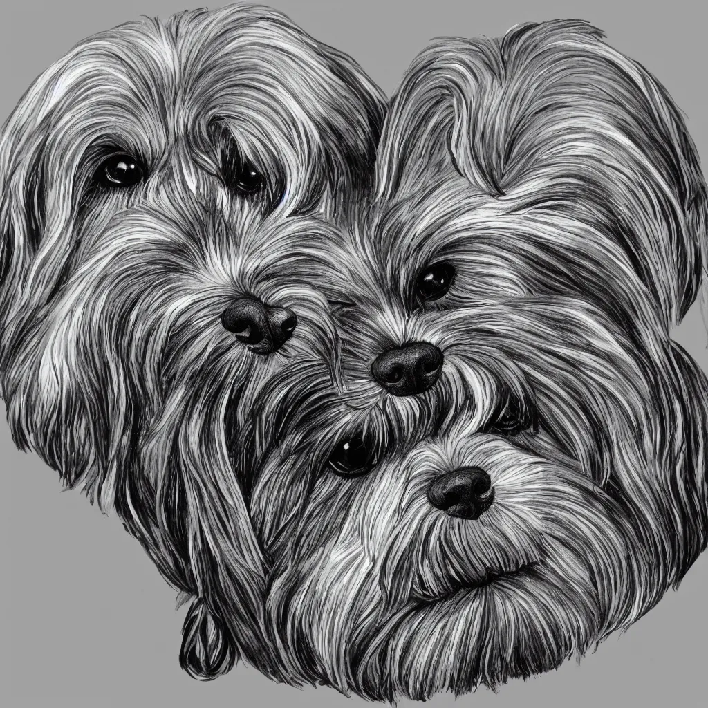 Image similar to full length portrait of a havanese dog reflected in a chrome sphere, ultra wide 1 0 mm, by m c escher pen and paper