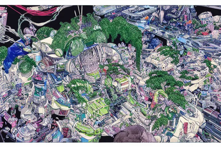 Prompt: a green participation badge, by yukito kishiro and katsuhiro otomo, hyper-detailed, intricate, view from above, colorful