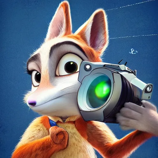 Prompt: “portrait of a cartoon animal, zootopia movie style, pointing a laser gun at the camera, digital art, 4k, award winning”