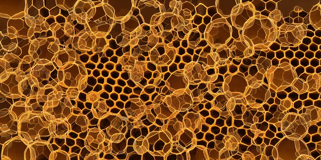 Prompt: honeycomb asymmetric melted big bubbles, on white background, 8k resolution, best color graded, vray beautiful, subsurface scatter, hyper-realistic render, octane render