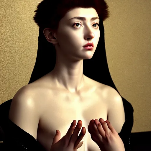 Image similar to hyperrealism photography computer simulation visualisation of parallel universe cgi anime scene with beautiful highly detailed woman by caravaggio