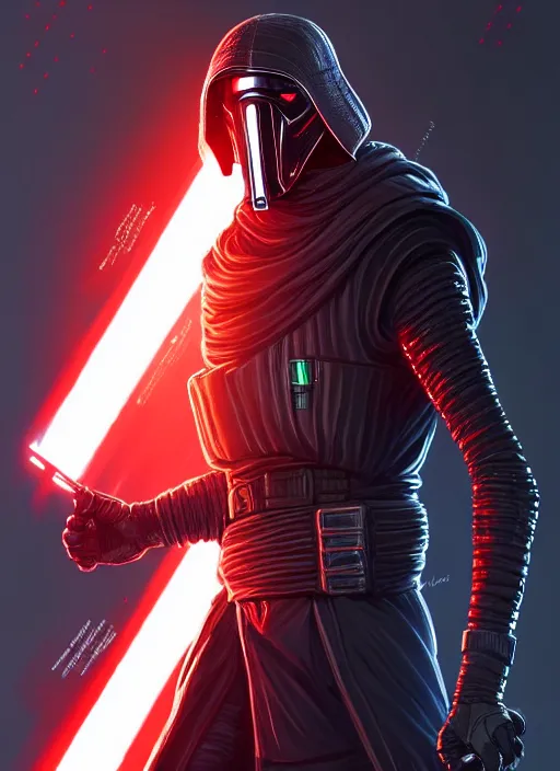 Prompt: portrait of apex legends kylo ren, intricate, elegant, glowing lights, highly detailed, digital painting, artstation, glamor pose, concept art, smooth, sharp focus, illustration, art by artgerm and greg rutkowski, artey freytag