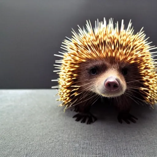 Image similar to an adorable superhero porcupine