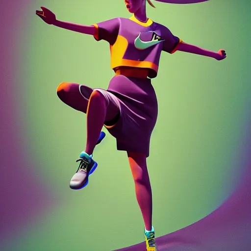 Image similar to abstract 3d female in a modern nike suite age 14 by james jean and Jason Chan, rendering, redshift, octane