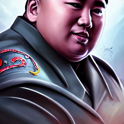 Image similar to portrait of kim - jong un as a spellcaster, league of legends amazing splashscreen artwork, gears of war, propaganda, sovjet, splash art, natural light, elegant, photorealistic facial features, intricate, fantasy, detailed face, atmospheric lighting, anamorphic lens flare, cinematic lighting, league of legends splash art, hd wallpaper, ultra high details by greg rutkowski