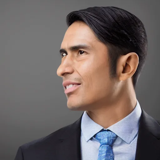 Prompt: Peruvian man, corporate portait, headshot, profile