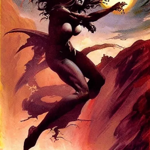 Prompt: sorceress by Frank Frazetta,fantasy artwork,beautiful,striking,high quality!!!!!,masterpiece!!!!